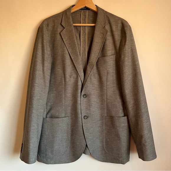 1901 Extra Trim Fit Chambray Sport Coat in Grey - Picture 1 of 10